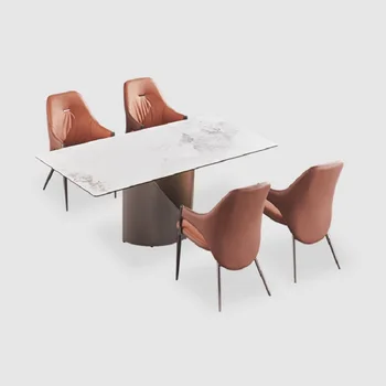 Прямоугольный обеденный стол дизайнерский Nordic light роскошный современный минималистичный обеденный стол для дома из каменной доски