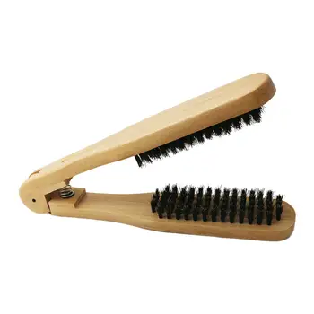 Расческа для выпрямления волос, выпрямитель для волос, щетка для прямых волос, V-образный зажим для расчески, деревянная ручка