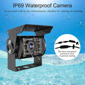 Резервная камера 1080P HD, водонепроницаемая камера заднего вида с широким углом обзора IP69 для заднего вида с прицепом-пикапом для мониторинга