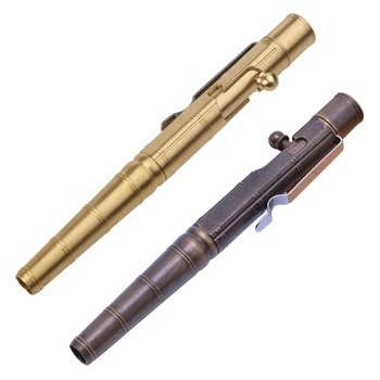 Ретро бамбуковая ручка с узлом типа болт, крутая военная ручка с болтом, гелевая ручка для плавного письма D5QC