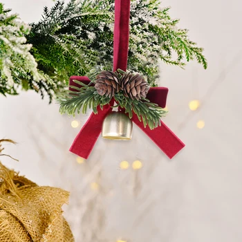 Рождественский колокольчик, металлический колокольчик с бантом, подвеска для украшения рождественской елки, домашний фестиваль, принадлежности для вечеринок
