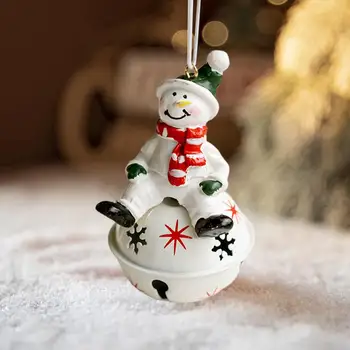 Рождественский Колокольчик Санта-Клауса, Подвесное украшение, 3D Смола, Снеговик в форме Лося, Рождественская Елка, Украшение для зеркала заднего вида, Кулон, Подарок