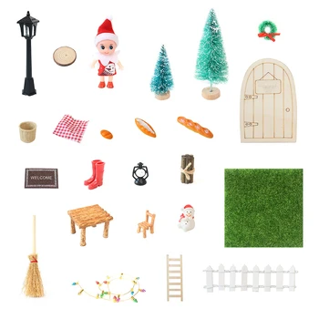 Рождественский мини-кукольный домик, игровой домик со снеговиком, Подарочные коробки с рождественским декором, Миниатюрная сценарная модель Сказочного игрушечного домика