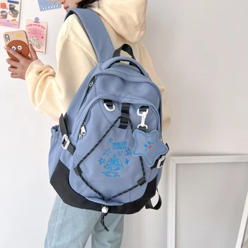Розовые рюкзаки большой емкости, роскошная Дизайнерская сумка для женщин, Оксфордские школьные сумки на молнии, водонепроницаемая Корейская сумка через плечо с вышивкой