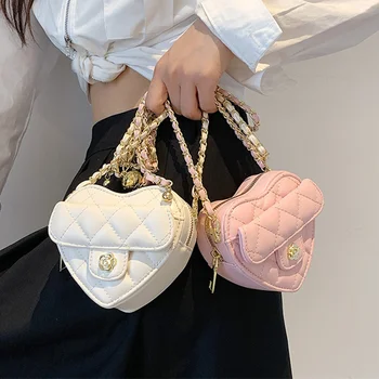 Роскошная дизайнерская сумка 2023 года для женщин, сумка в форме сердца, мини-женская кожаная сумочка для дам, трендовая сумка через плечо с цепочкой.