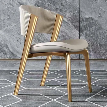 Роскошные обеденные стулья, современный простой стул с акцентом, стул для домашнего ресторана, обеденный стул в итальянском стиле со спинкой из нержавеющей стали
