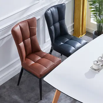 Роскошный Кожаный обеденный стул в скандинавском стиле, Современный Простой обеденный стул со спинкой, Мебель для гостиной, стул для переговоров C