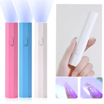 Ручной УФ-пресс для ногтей мощностью 3 Вт, 3 вида цветов, портативный аппарат для фототерапии с быстрой сушкой, Долговечная лампа для сушки ногтей на батарейках, Оборудование для ногтей%5