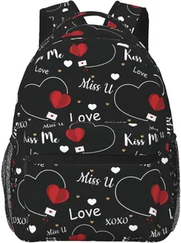 Рюкзак с Днем Святого Валентина Love Heart, милый легкий рюкзак, сумка через плечо, дорожный рюкзак для мужчин и женщин