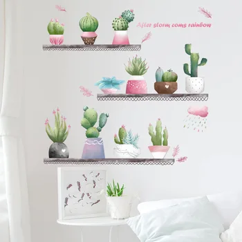 свежее зеленое растение кактус спальня гостиная коммерческий ландшафтный дизайн стен декоративные наклейки на стены аксессуары для украшения комнаты