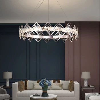 Светодиодная Художественная Люстра Подвесной светильник Потолочный светильник Nordic Modern K9 Crystal Home Украшение гостиной Подвесное Приспособление для спальни