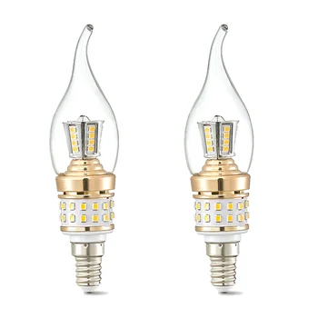 Светодиодные лампочки-подсвечники E14, 6 Вт, Лампа-подсвечник из золотистого стекла, 220 В, комплект из 2 штук