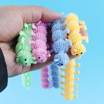 Сенсорная игрушка с гусеницами из 4 предметов, снимающая стресс, Эластичная струна, червячки, терапия беспокойства, Непоседа для подростков и взрослых