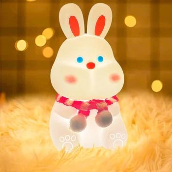 Силиконовый ночник Dudu Rabbit Rabbit Новогодний подарок USB Зарядка Красочный пульт дистанционного управления Поглаживающий и спящий светильник