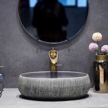Скандинавские керамические раковины для ванной комнаты для американского загородного дома, умывальники для ванной комнаты, креативная Китайская накладная раковина, кухонные мойки