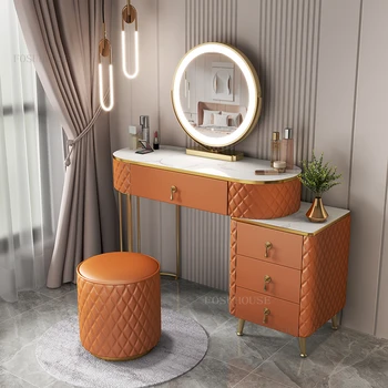 Скандинавский косметический набор Туалетный столик для спальни, стол для макияжа, современный туалетный столик с зеркалом, туалетный столик с выдвижными ящиками