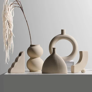 Скандинавский минимализм, Керамические украшения для настольных ваз, Композиция из сухих цветов, Креативное Нерегулярное Художественное оформление ваз для гостиной