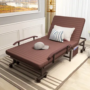 Складная Переносная кровать, Ленивый шезлонг, диван на колесиках для домашнего офиса, больницы, расслабляющего сна 190 *90 см