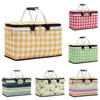 Складные сумки для пикника, кемпинга, ланча, изолированная сумка-холодильник, корзина для хранения прохладной корзины, сумка-коробка, переносная корзина для пикника на открытом воздухе