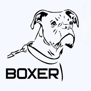Собака Боксер, забавная наклейка на автомобиль, виниловая наклейка, водонепроницаемые автомобильные наклейки, белый / черный для заднего стекла бампера