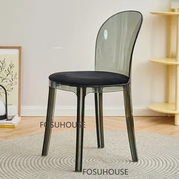 Современные обеденные стулья из акрилового пластика для ресторанной мебели, спинки стульев для столовой, простые обеденные стулья для дома для отдыха