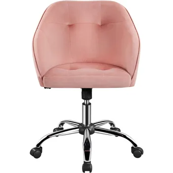 Современный бархатный офисный стул с регулируемым поворотом, розовый