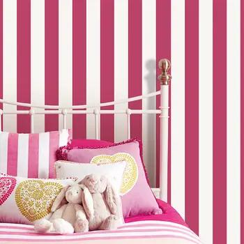 Современный минималистичный рулон обоев в вертикальную полоску, обои для спальни в стиле Кавайи для девочек в белую и розовую полоску