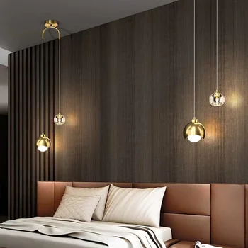Современный минималистичный Светодиодный хрустальный подвесной светильник, Роскошная прикроватная люстра для гостиной, спальни, лампа для освещения в скандинавском стиле
