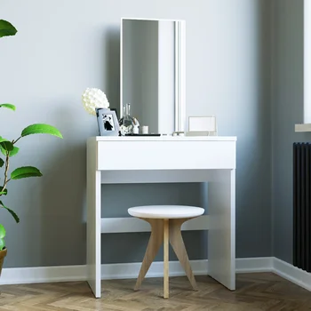 Современный туалетный столик, белая отделка, для спальни, современная простота, изысканный вид Небольшого шкафа для хранения, встроенный столик для макияжа