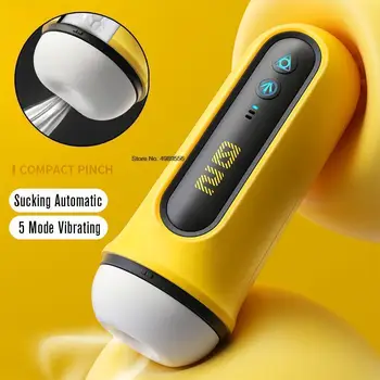 Сосущая Автоматическая чашка мужского мастурбатора с 5 режимами вибрации, искусственная вагина, Электрическая киска для мужчин