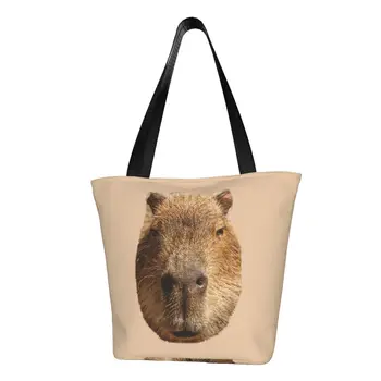 Сумка для покупок в продуктовых магазинах Capybara Face, холщовая сумка для покупок с модным принтом, большая вместительная прочная сумка
