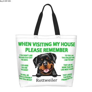 Сумка для покупок продуктов для собак ротвейлеров, симпатичная холщовая сумка для покупок с принтом, большая вместительная прочная сумка для домашних животных