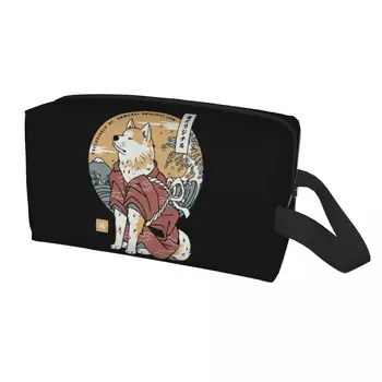 Сумка для туалетных принадлежностей Akita Dog Samurai Warrior, Органайзер для косметики с изображением японских мультяшных животных, женская коробка для хранения косметики Dopp Kit Box