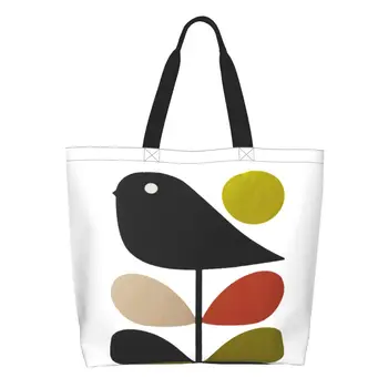 Сумки для продуктовых покупок Orla Kiely Stem And Bird, холщовые сумки через плечо, моющаяся скандинавская сумка большой емкости
