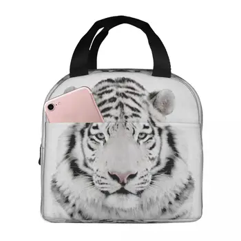 Термоизолированная сумка для ланча White Tiger, Изолированная сумка для бенто, Контейнер для ланча, сумка-холодильник, ланч-бокс для пикника Для мальчиков и девочек