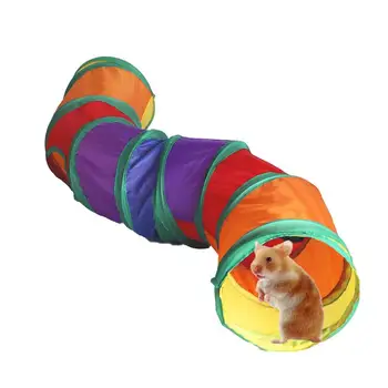Трубки и туннели для морских свинок 2-полосный туннель для морских свинок Радужного цвета, Веселые игрушки для морских свинок и аксессуары для отдыха