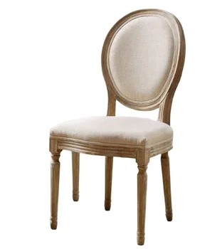 Французская столовая в стиле Людовика Xvi Деревянный каркас Ткань Антикварная мебель Обеденный стул с овальной круглой спинкой