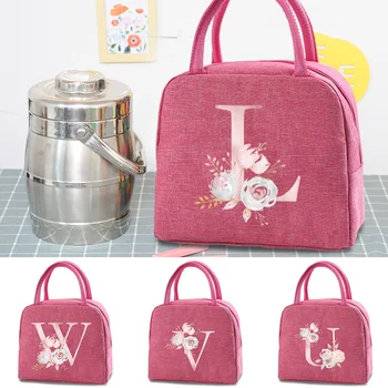 Холщовая сумка для ланча, Новый розовый цветок, сумка-холодильник для пикника, модная сумка для ланча, школьная еда, изолированная сумка для ужина, Походная дорожная сумка