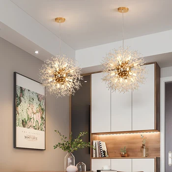 Хрустальные люстры IRALAN K9 в виде одуванчиков, Потолочный светильник с регулируемой яркостью для спальни, гостиной, внутреннего освещения, Подвесные светильники