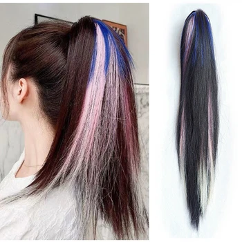 Цвет Омбре, прямой зажим для наращивания волос в виде когтей, Синтетические волосы для наращивания в виде конского хвоста Для женщин, шиньон для волос в виде конского хвоста