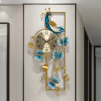 Цифровые часы на батарейках Настенные Эстетичные Антикварные Металлические большие настенные часы в стиле Павлин в стиле ретро Современный дизайн Роскошная мебель Saat