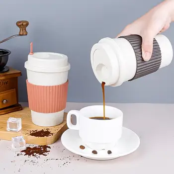 Чашка для молока, пищевая многофункциональная кофейная кружка с защитой от ожогов, противоскользящая, с пыленепроницаемой крышкой, кофейная чашка для дома
