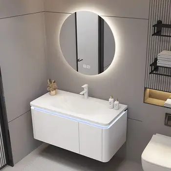 Шкаф для ванной комнаты с одним умывальником, совмещенная ванная комната, современный простой умывальник, раковина для умывания