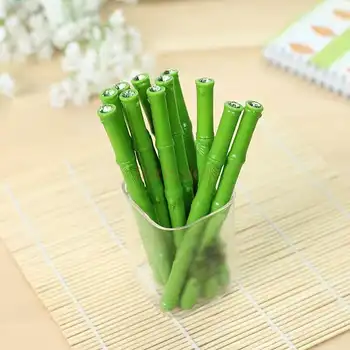 школьные принадлежности 10шт Гелевая ручка в форме зеленого бамбука в китайском стиле, черная гелевая ручка, креативная ручка